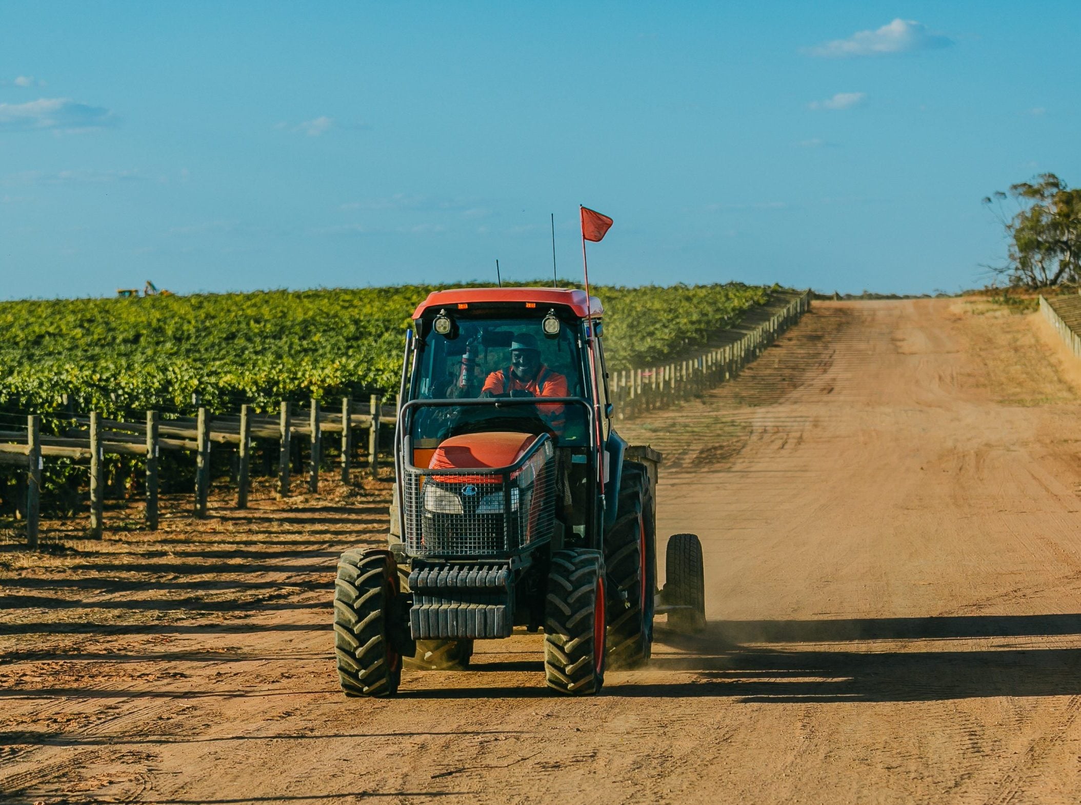 Tractor in the field during harvest